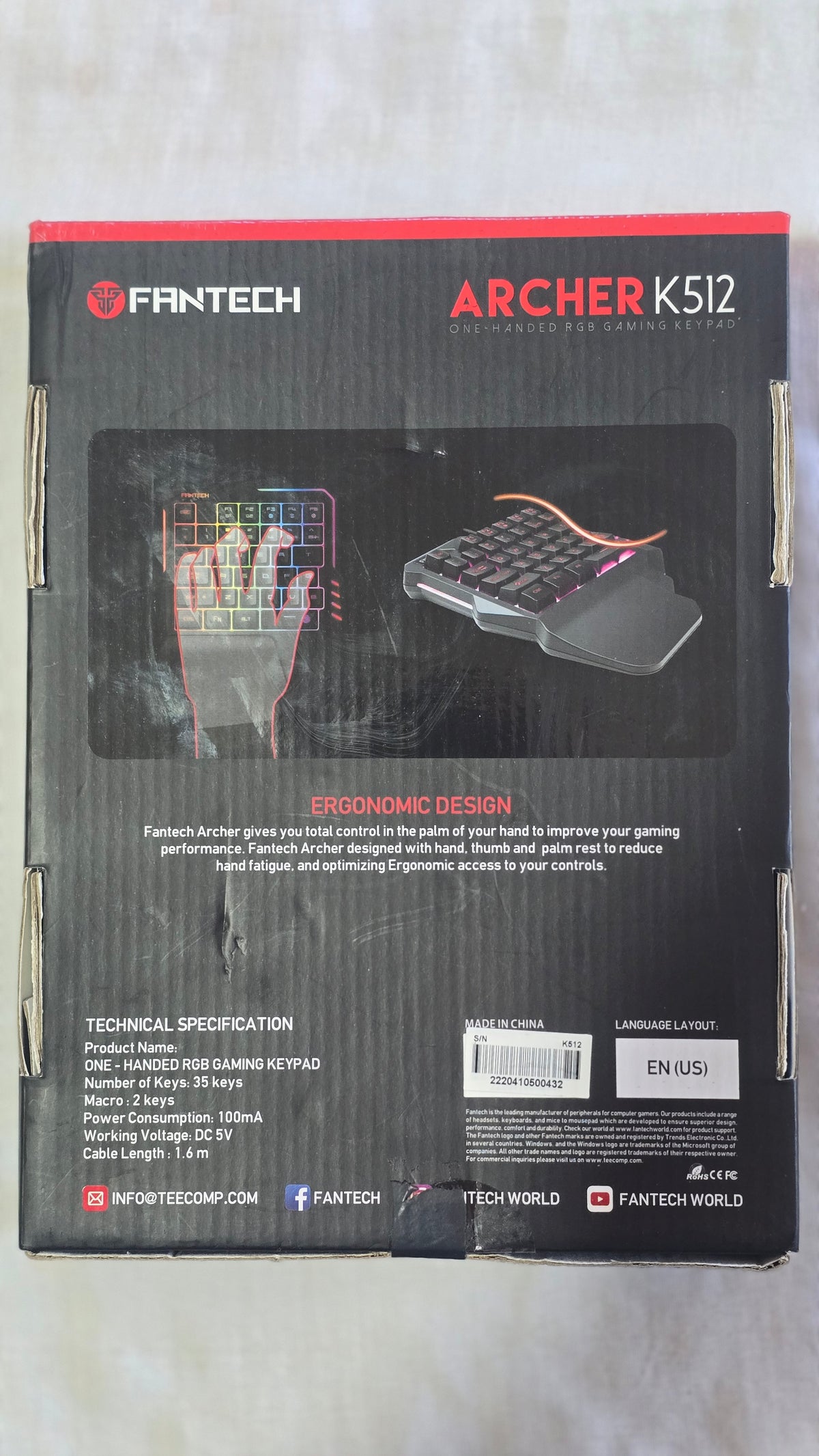 Fantech Archer K512 One-Handed RGB Gaming Keyboard