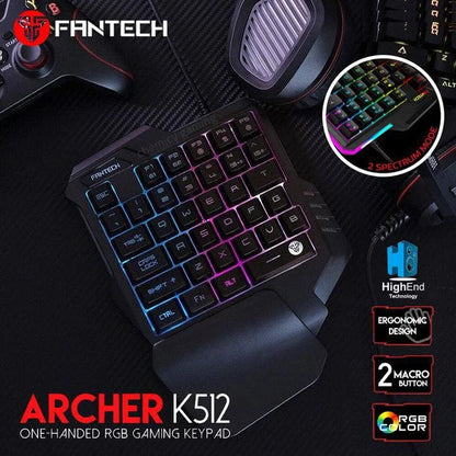 Fantech Archer K512 One-Handed RGB Gaming Keyboard
